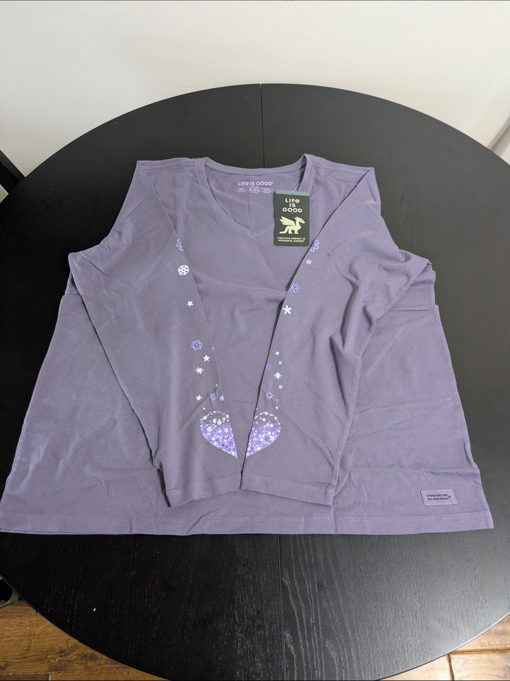 Life Is Good Women's V-Neck Long Sleeve Tee - Lavender Purple